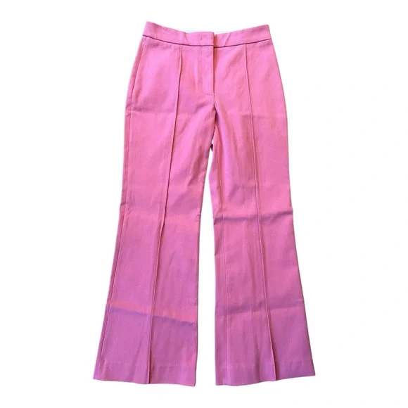 NWT Derek Lam CROPPED PINTUCKED STRETCH-COTTON TWILL FLARED PANTS IN PINK